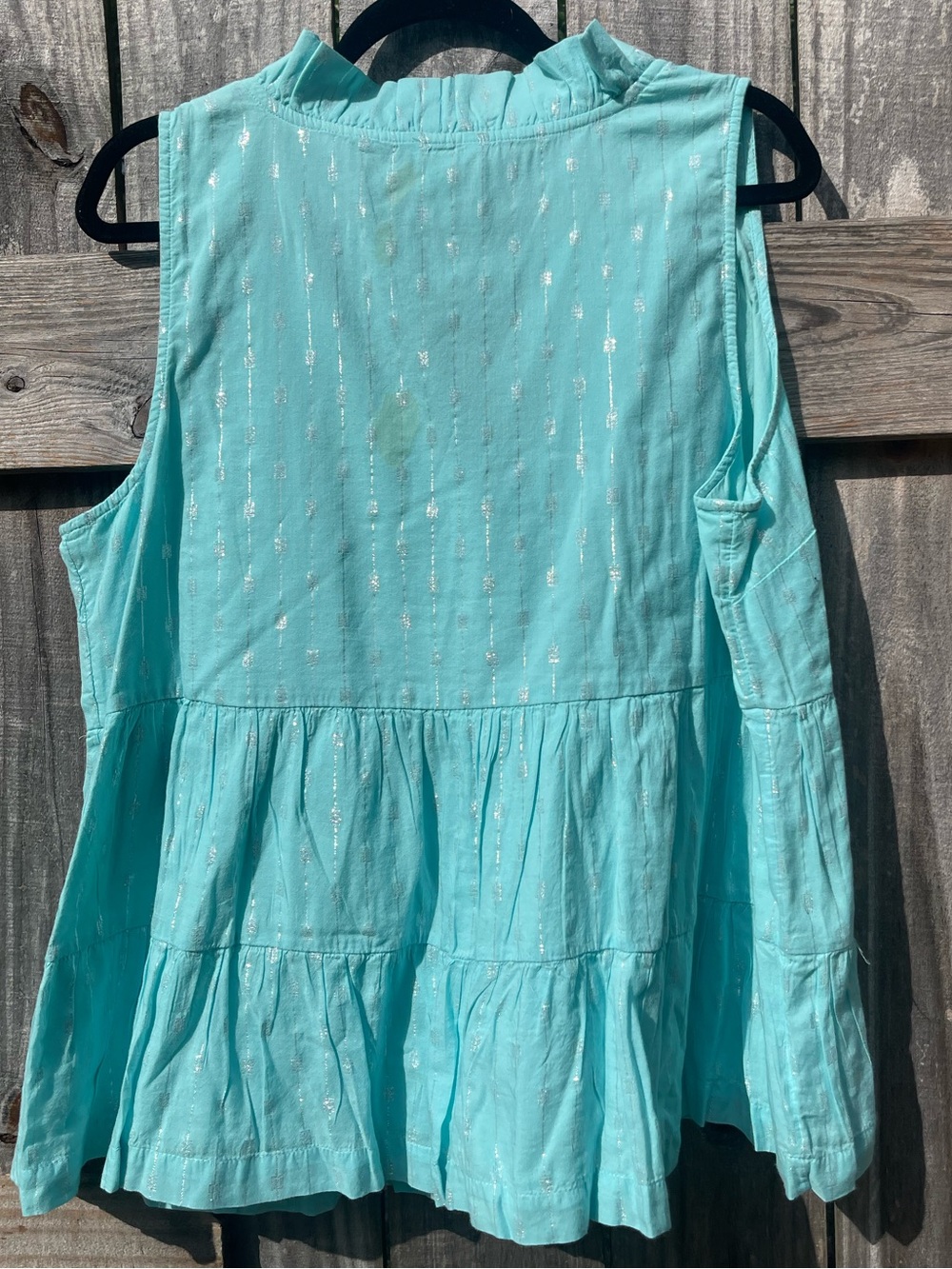 crown & ivy Aqua Metallic-Thread Sleeveless Top Size M NWT - Picture 7 of 9